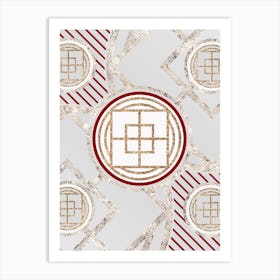 Geometric Abstract Glyph in Festive Gold Silver and Red n.0048 Art Print