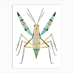 Colourful Insect Illustration Katydid 15 Art Print