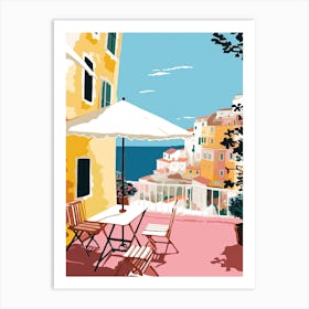 Positano, Italy, Flat Pastels Tones Illustration 1 Art Print