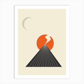 Volcano In Moonlight Abstract Minimal Art Print