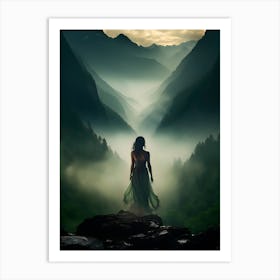 Woman In The Mountains Art Print