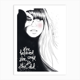 She Is Looking With Text Art Print