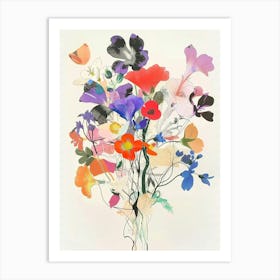 Canterbury Bells Collage Flower Bouquet Art Print