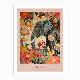 Floral Animal Painting Elephant 3 Poster Art Print