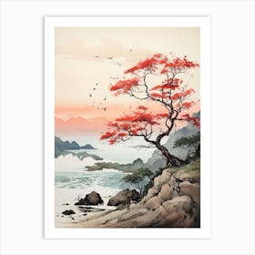 Okinawa Islands In Okinawa, Japanese Brush Painting, Ukiyo E, Minimal 1 Art Print