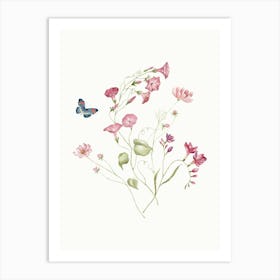 Flowers And Butterflies Kids and Nursery Art Print