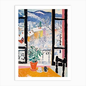 The Windowsill Of Innsbruck   Austria Snow Inspired By Matisse 2 Art Print