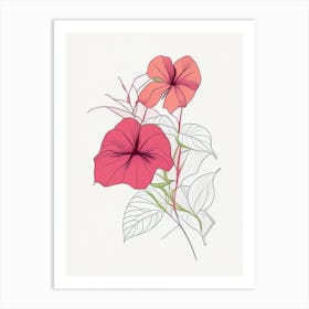 Impatiens Floral Minimal Line Drawing 1 Flower Art Print