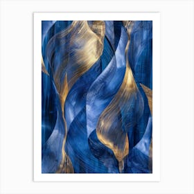 Blue And Gold Abstract Painting 12 Art Print