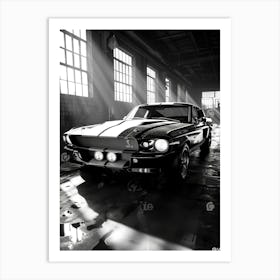 Black And White Mustang 1 Art Print