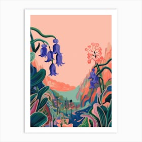 Boho Wildflower Painting Virginia Bluebells 2 Art Print