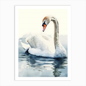 Watercolor Swan Colorful Illustration Art Print