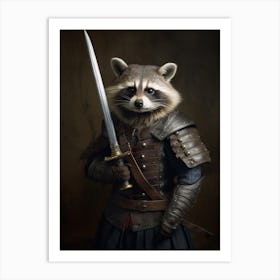 Vintage Portrait Of A Raccoon Dressed As A Knight 4 Art Print
