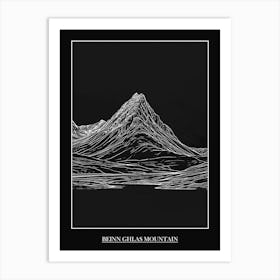 Beinn Ghlas Mountain Line Drawing 6 Poster Art Print