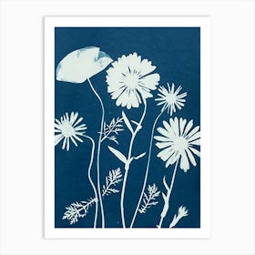 Blue daisy cyanotype Art Print