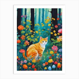 Cat In The Flower Art Print