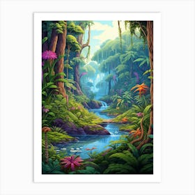 Jungle Landscape Pixel Art 1 Art Print