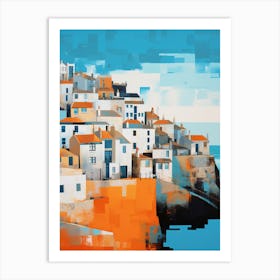 Abstract Illustration Of St Ives Bay Cornwall Orange Hues 1 Art Print
