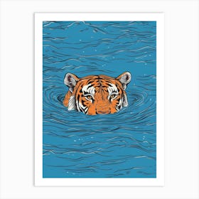 Tiger In The Water 8 Art Print