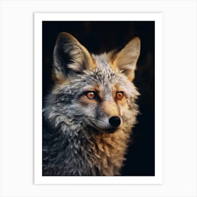 Gray Fox Close Up Realism 4 Art Print