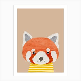 Red Panda Beige Art Print