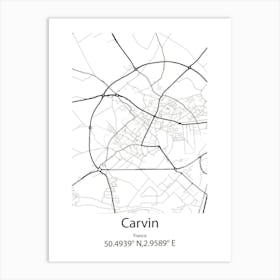 Carvin,France Minimalist Map Art Print