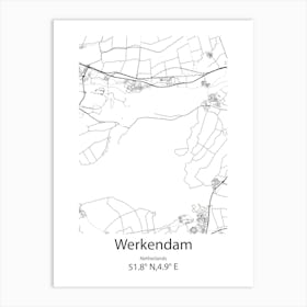 Werkendam,Netherlands Minimalist Map Art Print