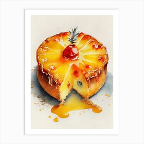 Pineapple Cake Watercolor Painting Art Print