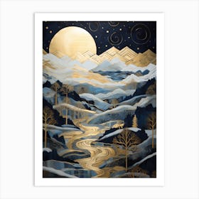 Moonlight Over The Mountains Art Print