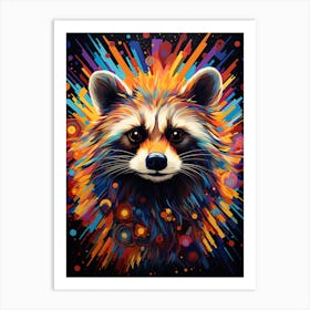 A Crab Eating Raccoon Vibrant Paint Splash 4 Art Print