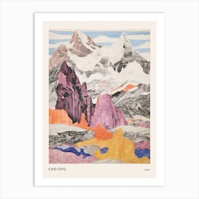 Cho Oyu Nepal 1 Colourful Mountain Illustration Poster Art Print