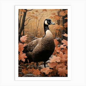 Dark And Moody Botanical Canada Goose 2 Art Print