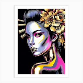 Japan Traditional Geisha Illustration By Ad 106 Art Print