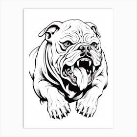 Bulldog Dog, Line Drawing 4 Art Print