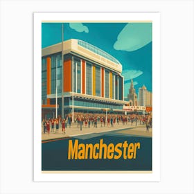 Aihrgdesign A 1970s Inspired Travel Poster For Manchester 2 Art Print