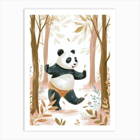 Giant Panda Dancing In The Woods Storybook Illustration 3 Art Print