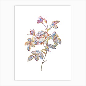Stained Glass Pink Rose Turbine Mosaic Botanical Illustration on White n.0313 Art Print