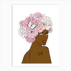 Flower Girl Dark Skin One Art Print