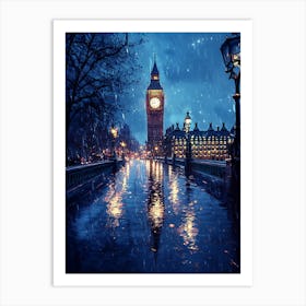 Fantasy Rainy Night In London 1 Art Print