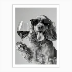 Cocker Spaniel And Wine Art Print