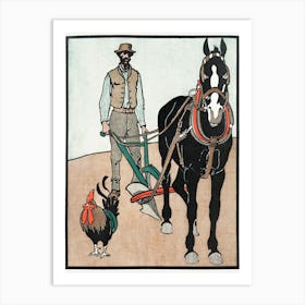 Man With Rooster And Horse, Edward Penfield Art Print