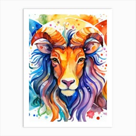 Zodiac Aries Watercolor 1024x1600 Art Print