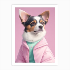 Dog Wearing Jacket Art Print