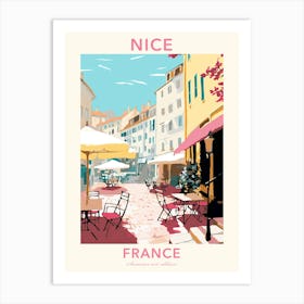 Nice, France, Flat Pastels Tones Illustration 4 Poster Art Print