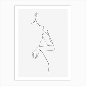 Woman body lines monoline simple art Art Print