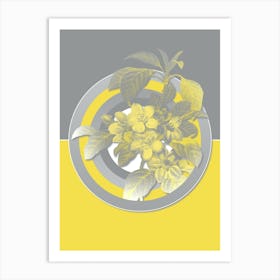 Vintage Apple Blossom Botanical Geometric Art in Yellow and Gray n.419 Art Print