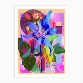 Columbine 4 Neon Flower Collage Art Print