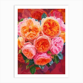 English Roses Painting Rose In A Heart 3 Art Print