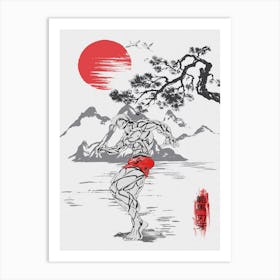 Baki Hanma Cherry Blossom Art Print