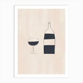 Wine Bottle And Glass 1 Art Print